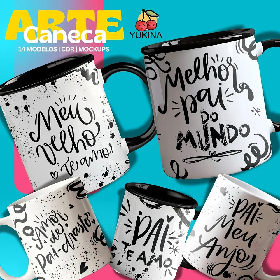 Arquivo Digital Arte Caneca Dia dos Pais Lettering 1