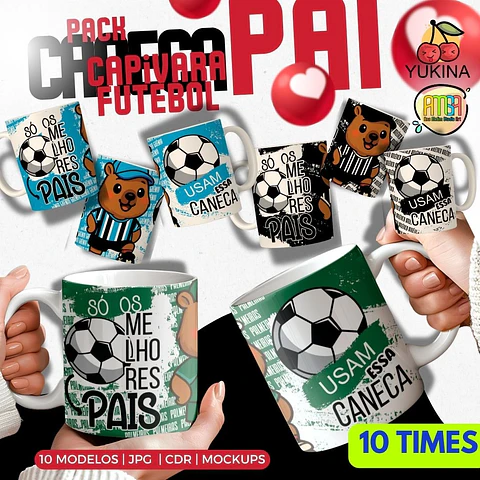 Arquivo Digital Pack Caneca Capivara Futebol Pai