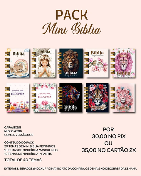 Arquivo Digital Pack Mini Bíblia Chaveiro + Miolo Versículos