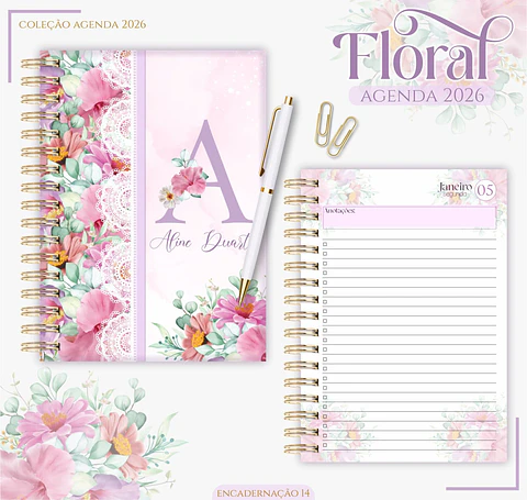 Arquivo Digital Agenda 2026 Floral Lilas