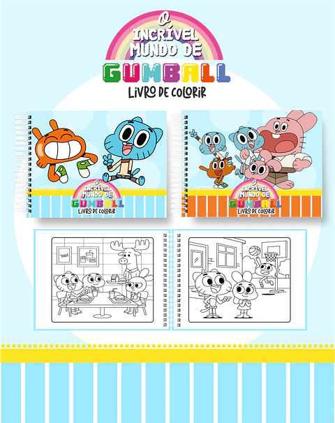 Arquivo Digital Livro de Colorir O Incrivel Mundo de Gumball