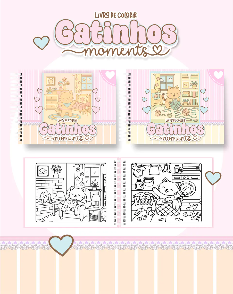Arquivo Digital Livro de Colorir Gatinhos Moments 1