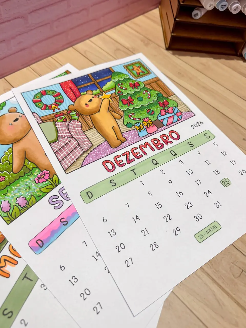 Arquivo Digital Kit Digital Calendários para Colorir 2026 2
