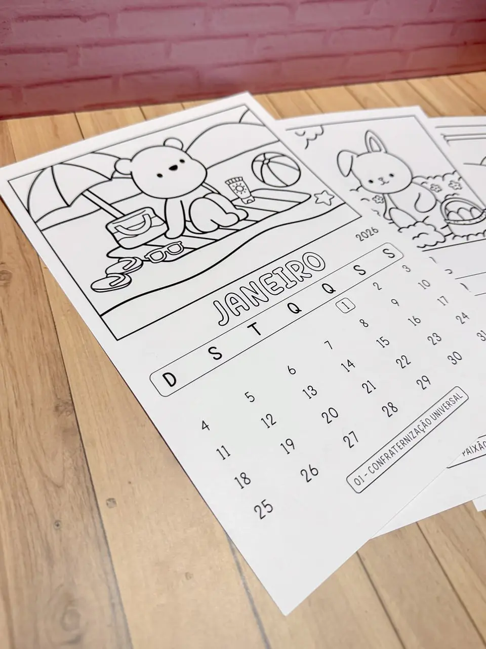 Arquivo Digital Kit Digital Calendários para Colorir 2026 6