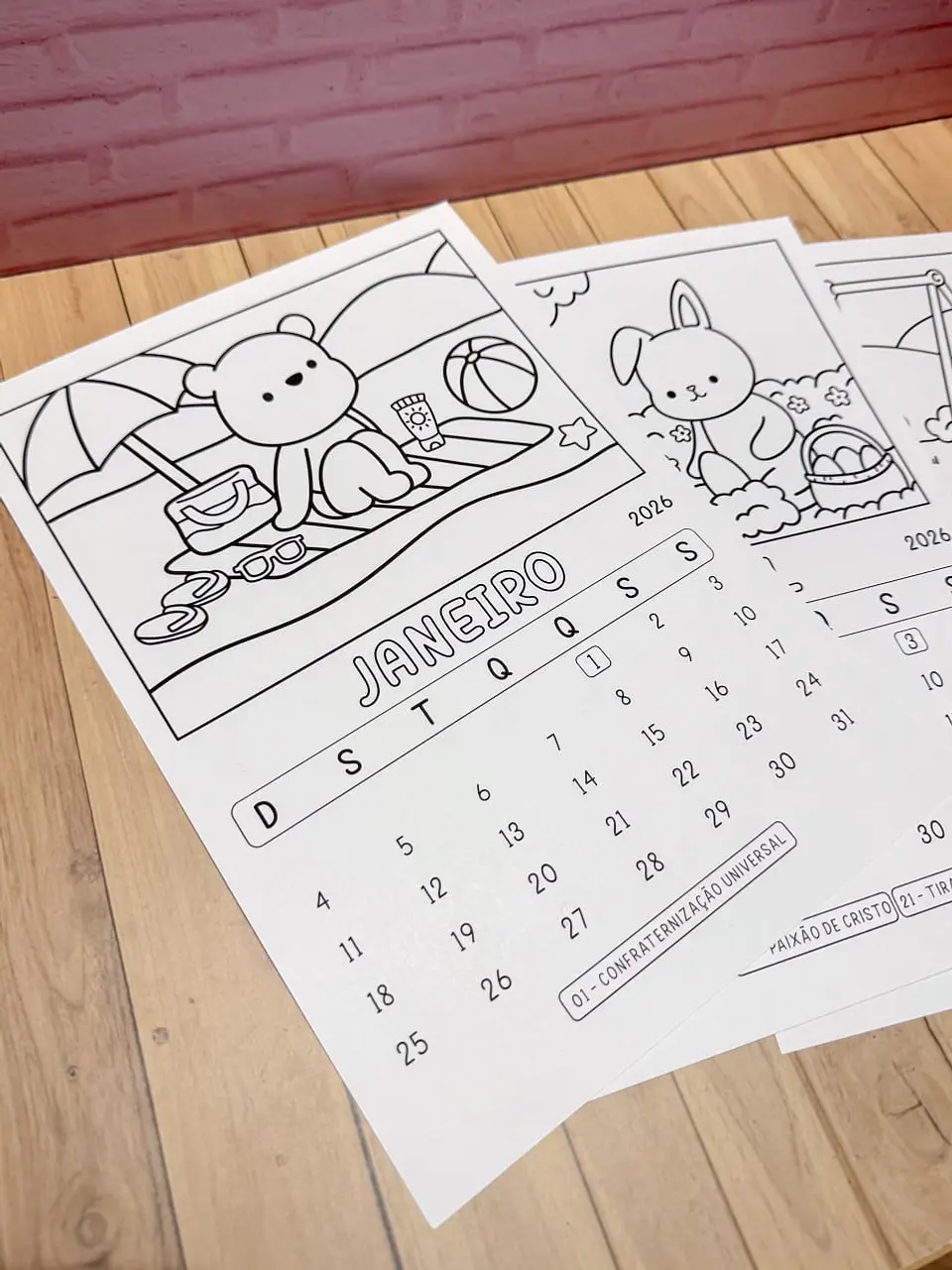 Arquivo Digital Kit Digital Calendários para Colorir 2026 7