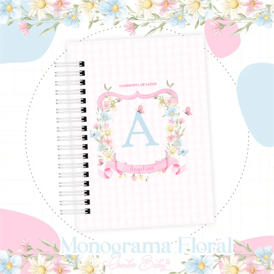 Arquivo Digital Kit Maternidade Monograma Floral 1