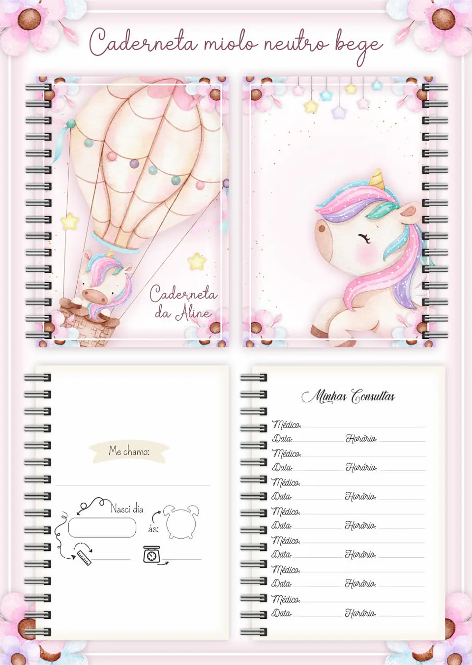 Arquivo Digital Pack Baby Unicornio Neutro Bege 1