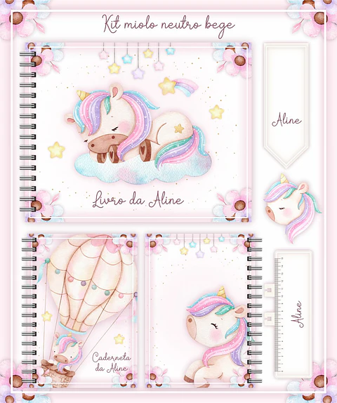 Arquivo Digital Pack Baby Unicornio Neutro Bege