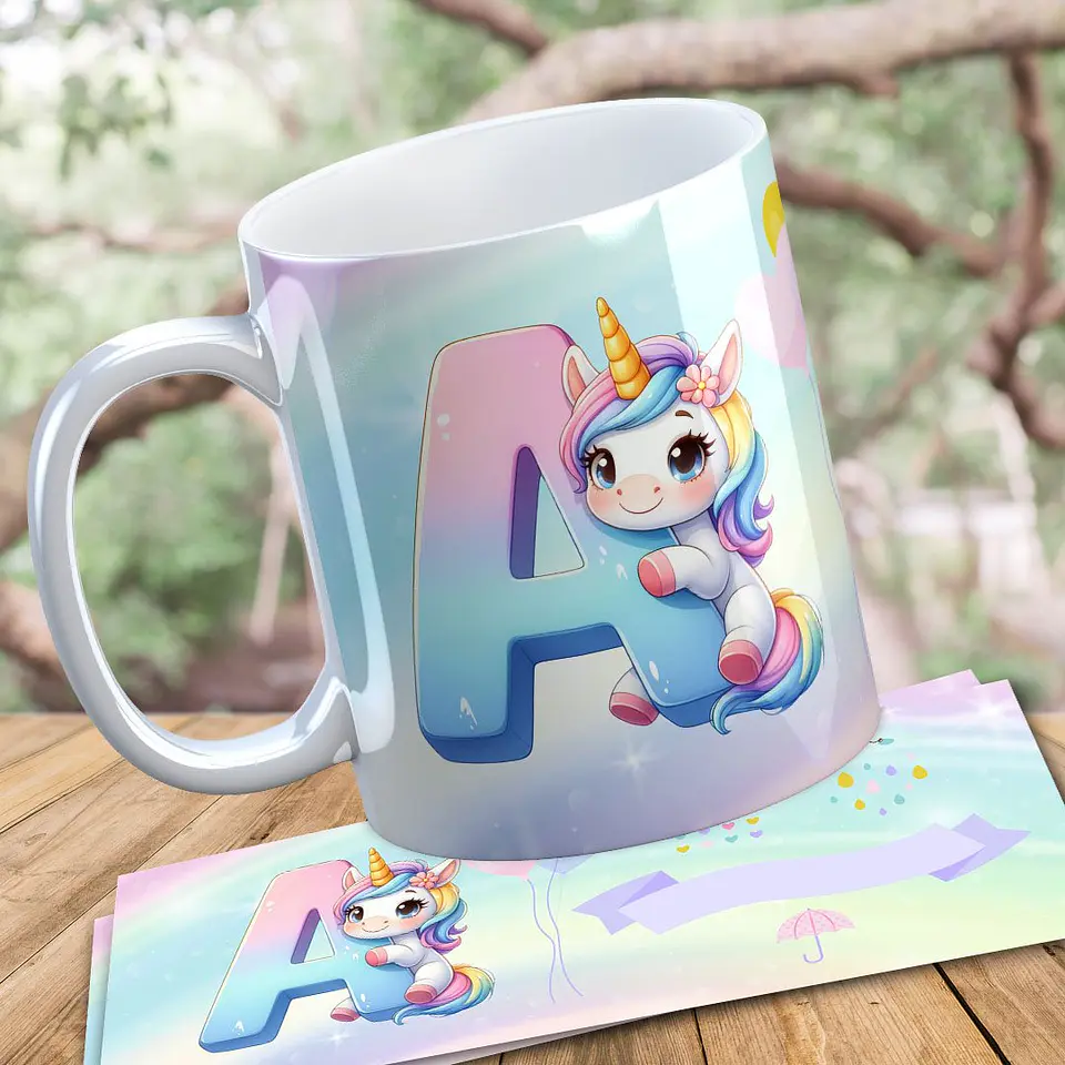 Arquivo Digital Caneca Alfabeto Unicornio 2