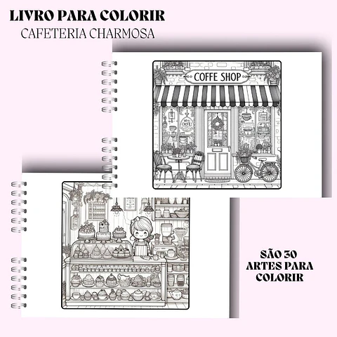 Arquivo Digital Livro para Colorir Cafeteria Charmosa A5 e A6