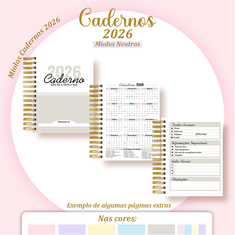 Arquivo Digital Pack Miolos Neutros Cadernos 2026 2