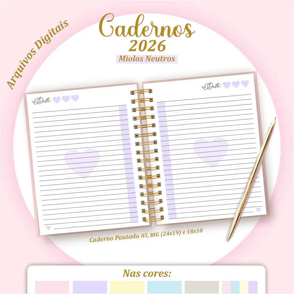 Arquivo Digital Pack Miolos Neutros Cadernos 2026 3