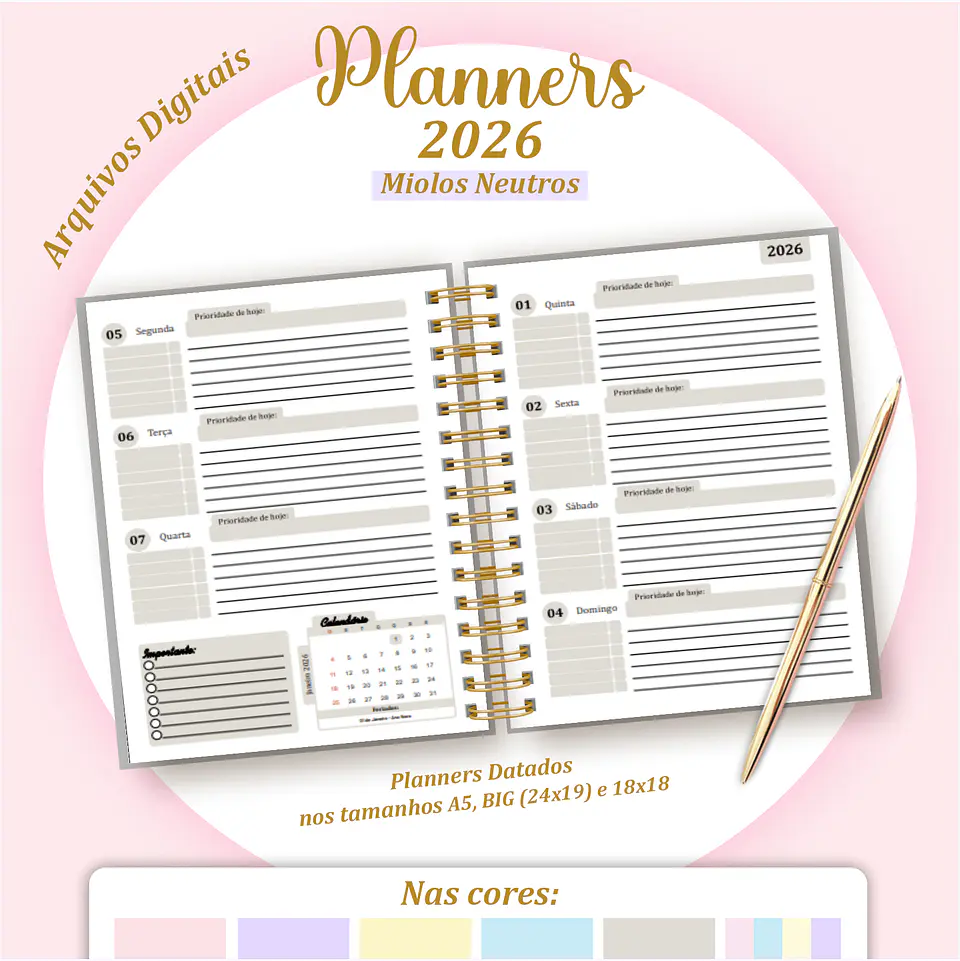 Arquivo Digital Pack Miolos Neutros Planners 2026 2
