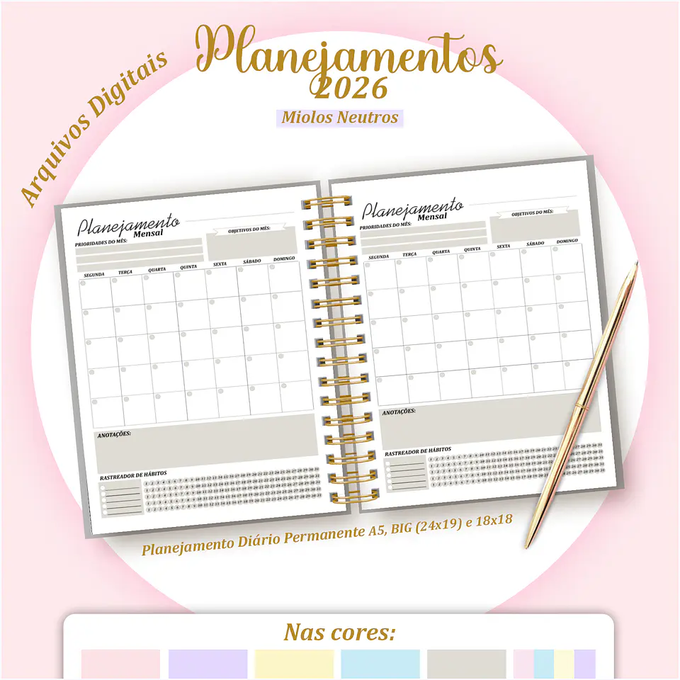 Arquivo Digital Pack Miolos Neutros Planners 2026 5