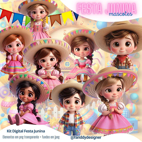Arquivo Digital Kit Digital Festa Junina Mascotes