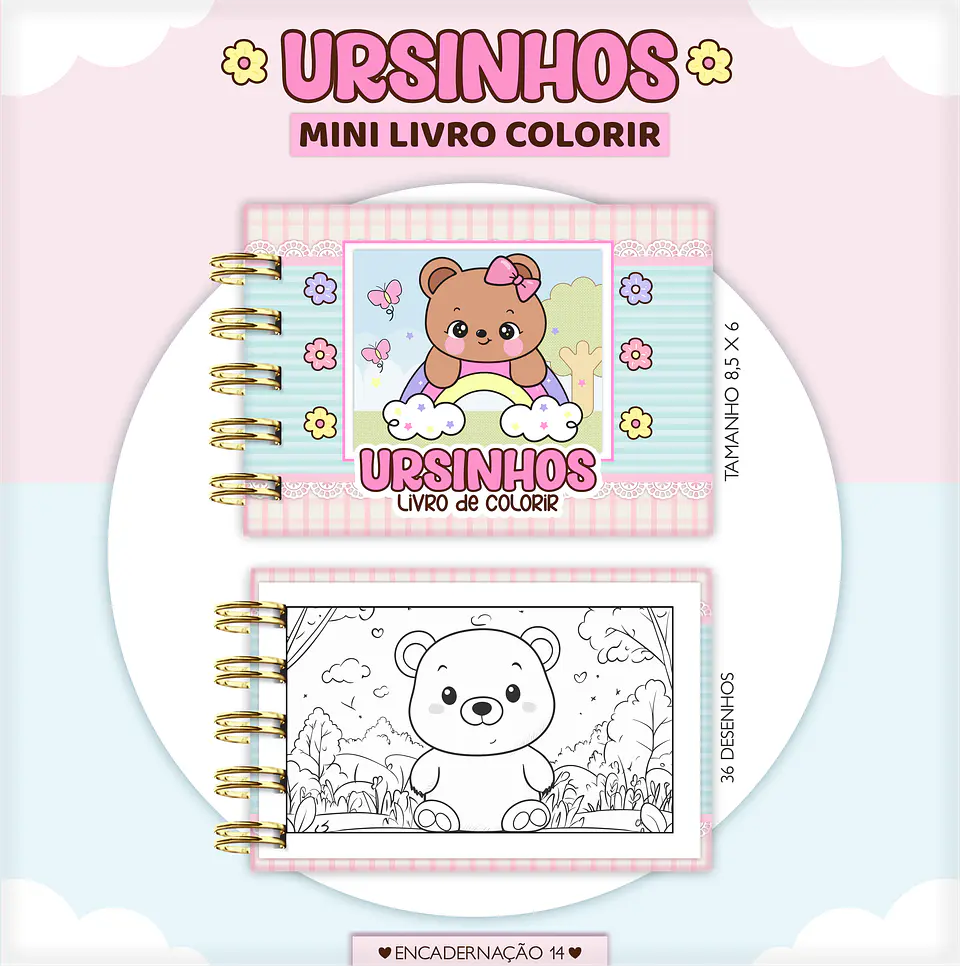 Arquivo Digital Mini Livro de Colorir Ursinhos 1