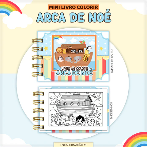 Arquivo Digital Mini Livro de Colorir Arca de Nóe