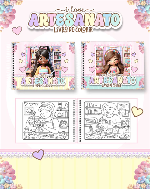 Arquivo Digital Livro de Colorir Eu Amo Artesanato