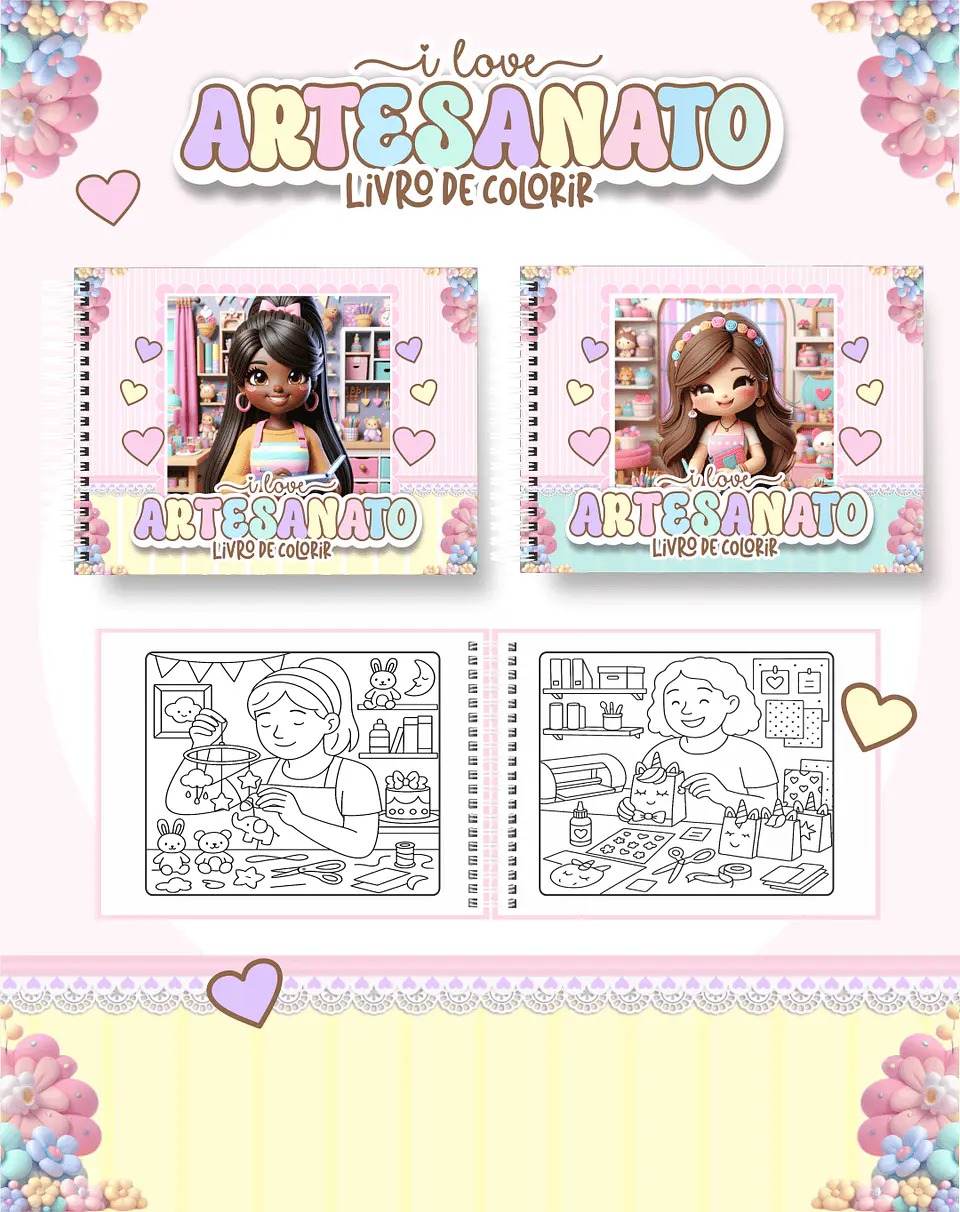 Arquivo Digital Livro de Colorir Eu Amo Artesanato 1