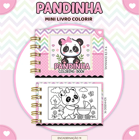 Arquivo Digital Mini Livro de Colorir Panda