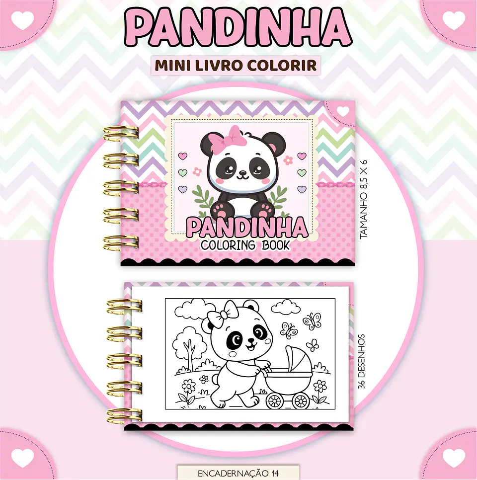 Arquivo Digital Mini Livro de Colorir Panda 1