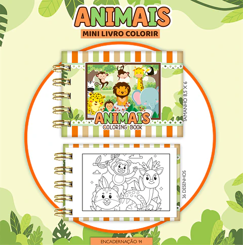 Arquivo Digital Mini Livro de Colorir Animais