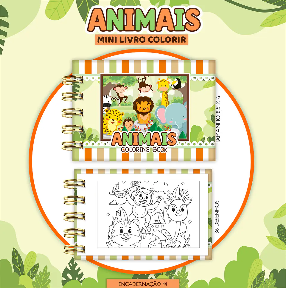 Arquivo Digital Mini Livro de Colorir Animais 1