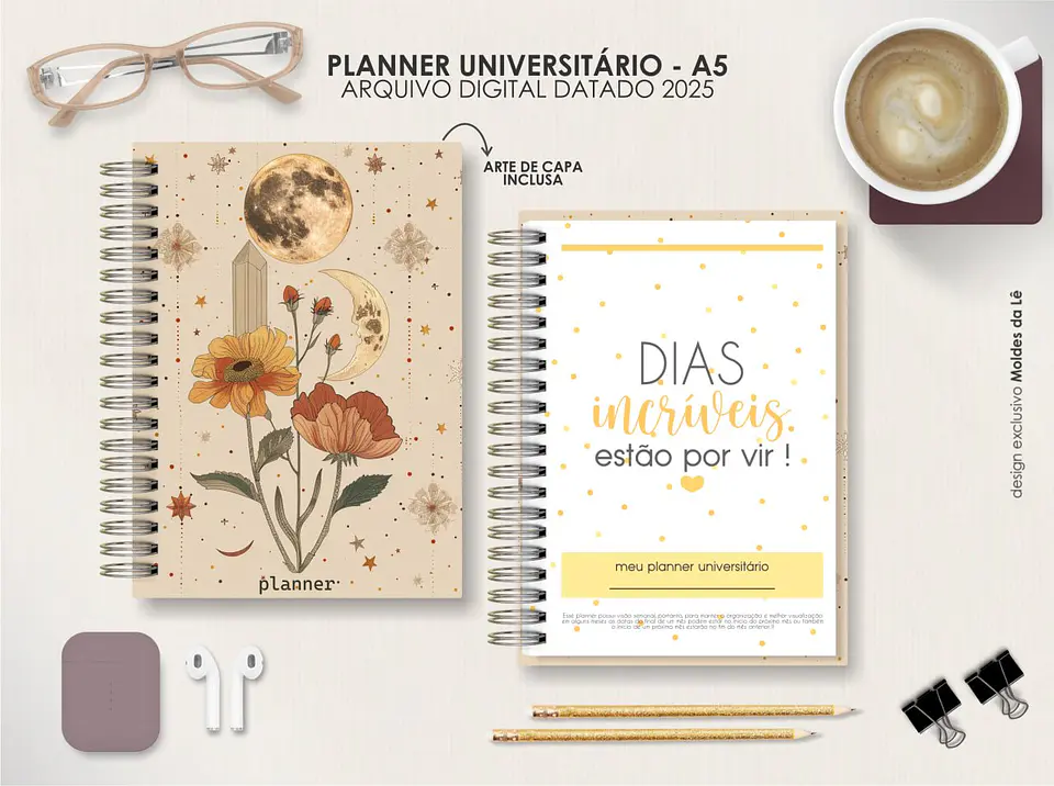 Arquivo Digital Planner Universitário A5 Permanente Vertical 1