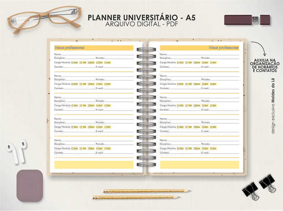 Arquivo Digital Planner Universitário A5 Permanente Vertical 3