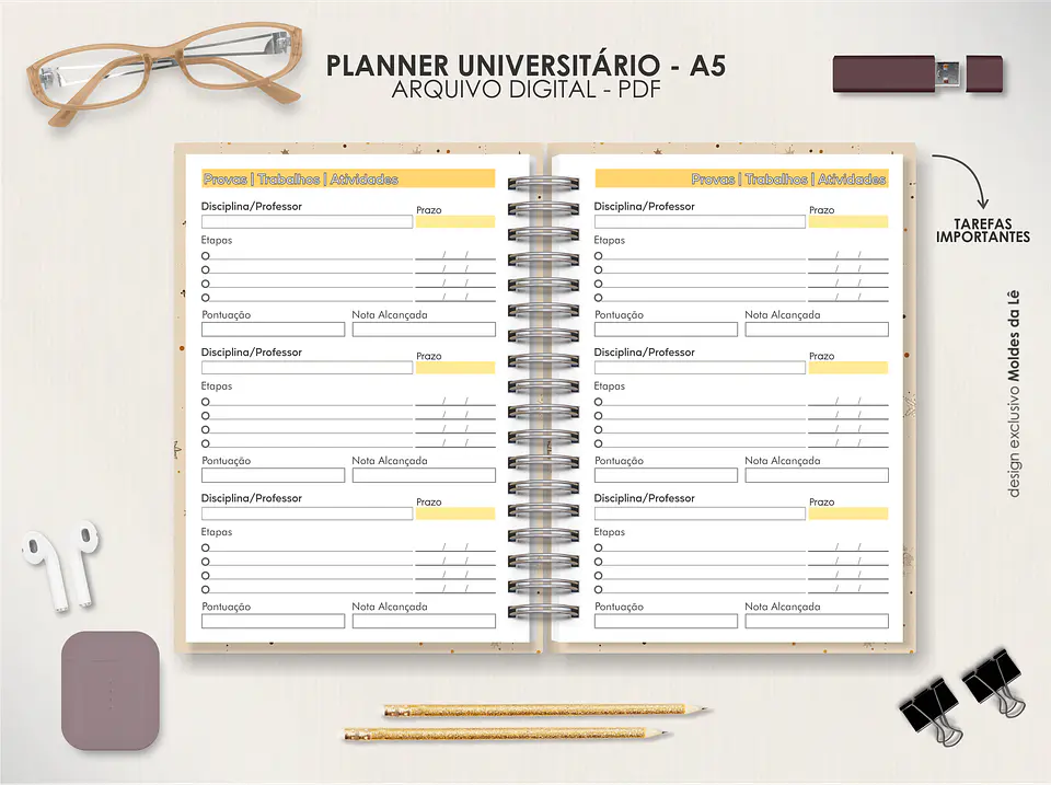 Arquivo Digital Planner Universitário A5 Permanente Vertical 4