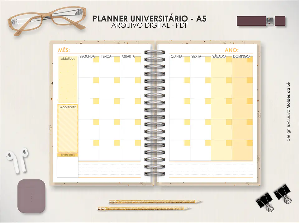 Arquivo Digital Planner Universitário A5 Permanente Vertical 6