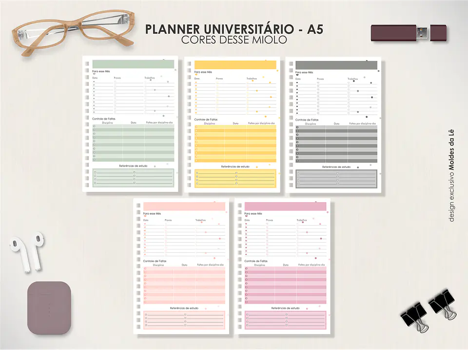 Arquivo Digital Planner Universitário A5 Permanente Vertical 8