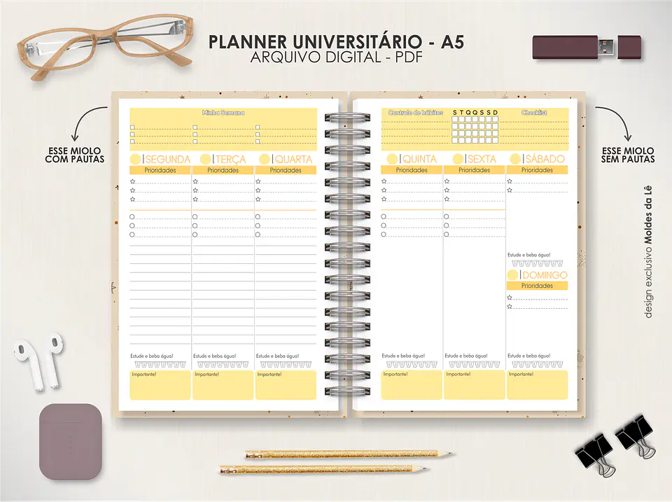Arquivo Digital Planner Universitário A5 Permanente Vertical 11