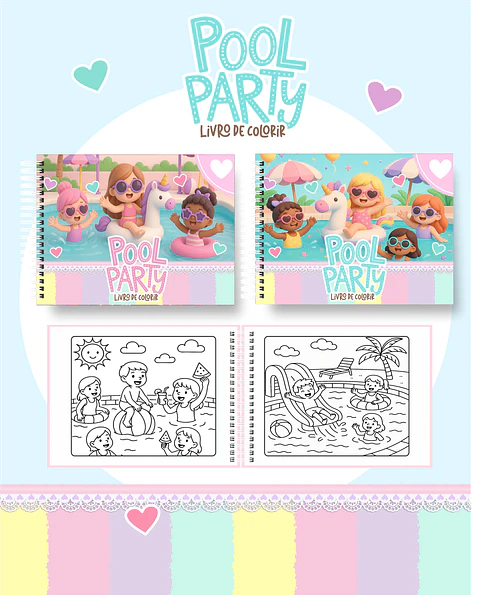 Arquivo Digital Livro de Colorir Pool Party