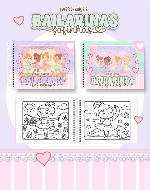 Arquivo Digital Livro de Colorir Bailarinas Fofinhas