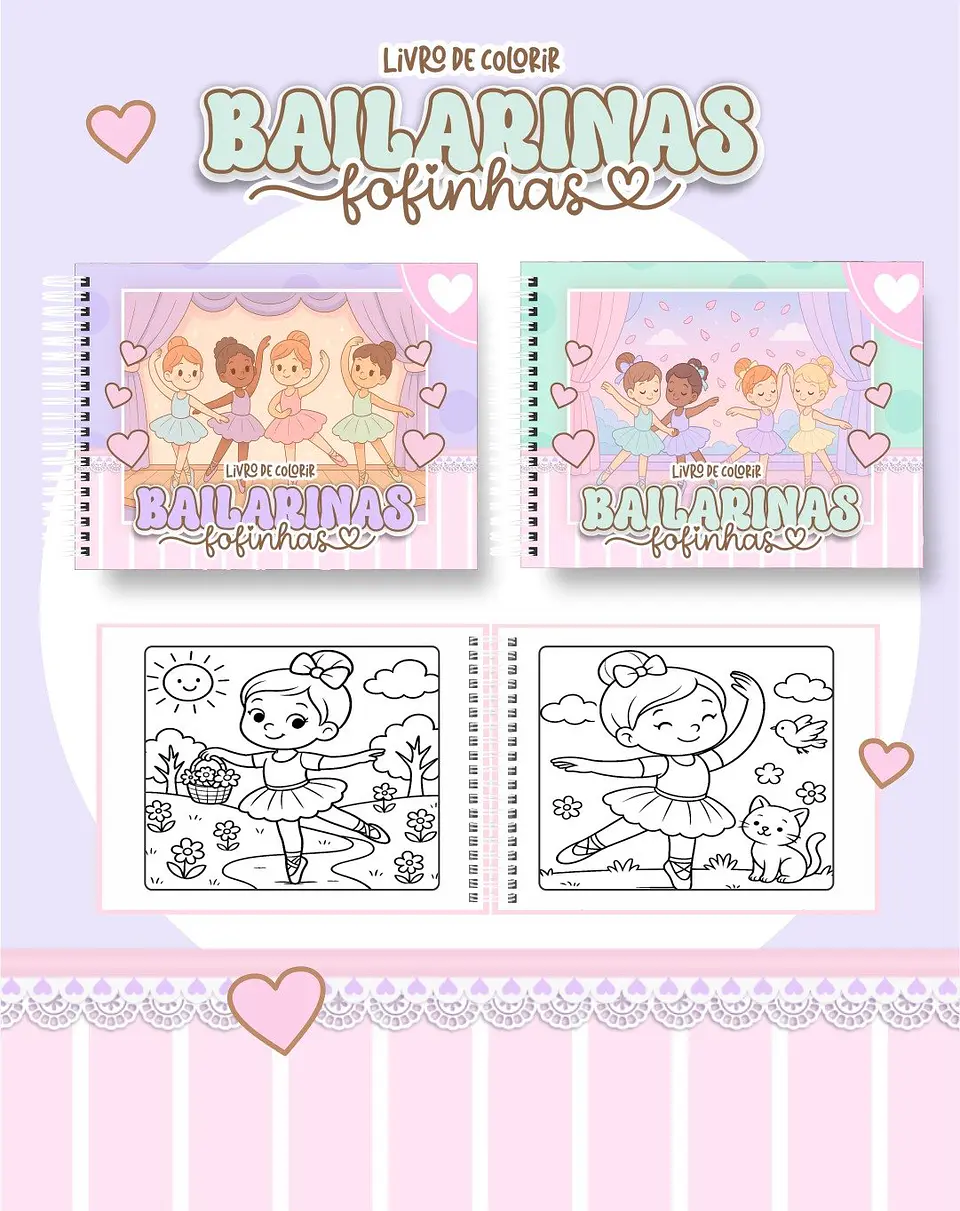 Arquivo Digital Livro de Colorir Bailarinas Fofinhas 1
