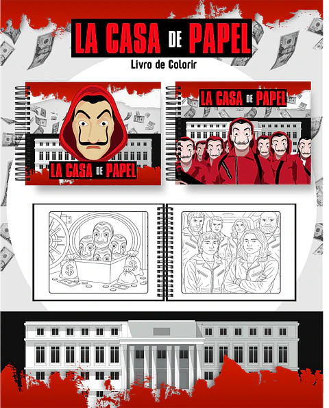 Arquivo Digital Livro de Colorir La Casa de Papel