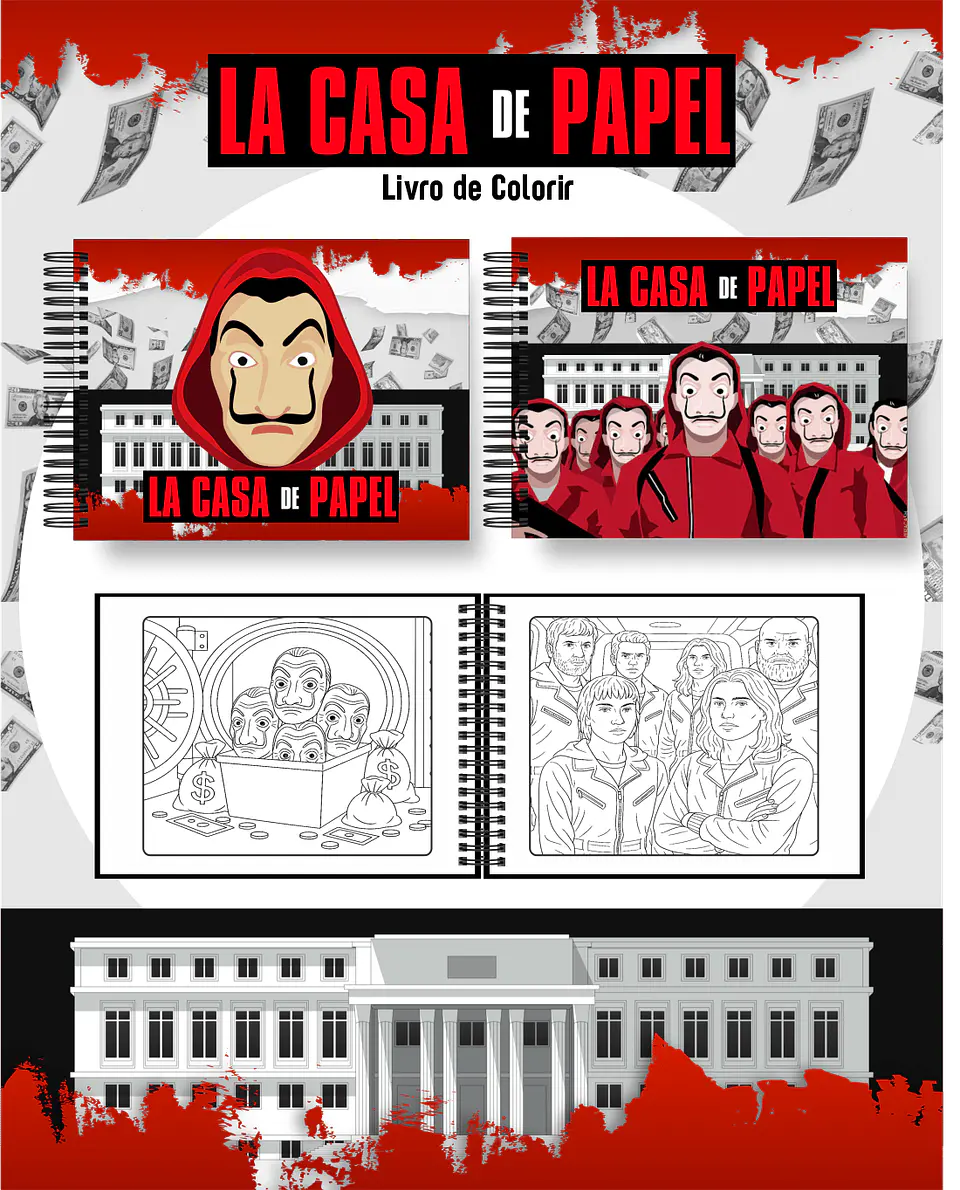 Arquivo Digital Livro de Colorir La Casa de Papel 1