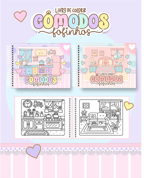 Arquivo Digital Livro de Colorir Cômodos Fofinhos
