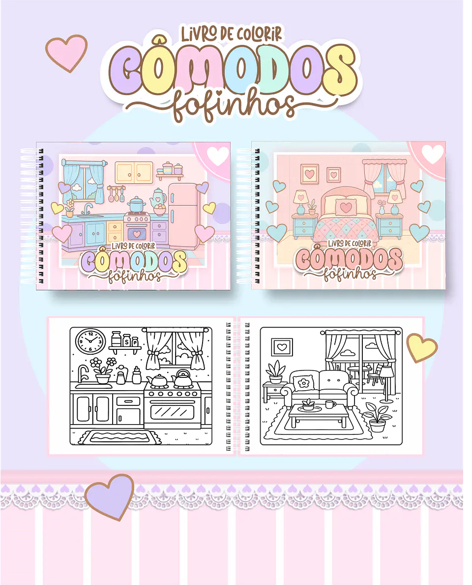 Arquivo Digital Livro de Colorir Cômodos Fofinhos 1