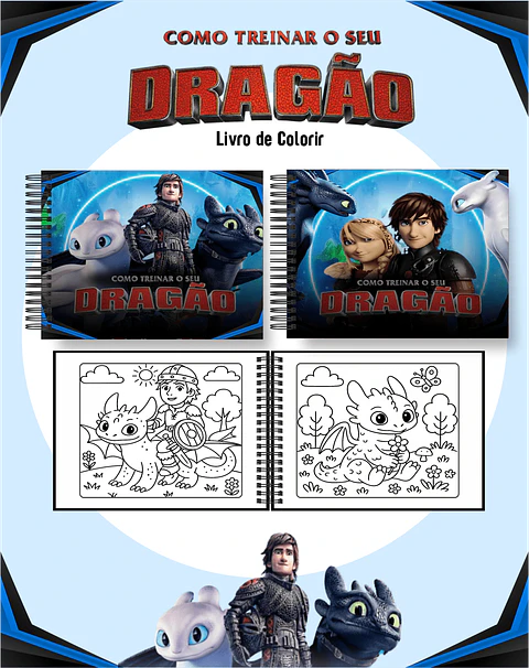 Arquivo de Corte Livro de Colorir Como Treinar o Seu Dragão