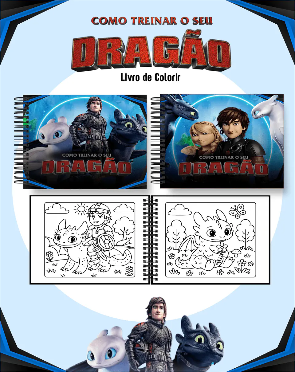 Arquivo de Corte Livro de Colorir Como Treinar o Seu Dragão 1