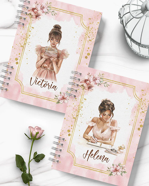 Arquivo Digital Kit 12 Capas e Miolo Pautado Coleção Glamour