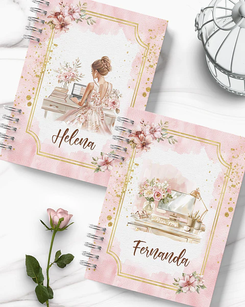 Arquivo Digital Kit 12 Capas e Miolo Pautado Coleção Glamour