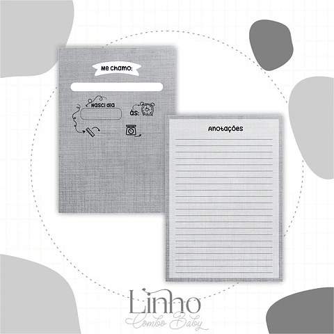 Arquivo Digital Maternidade Linho Cinza Combo Baby