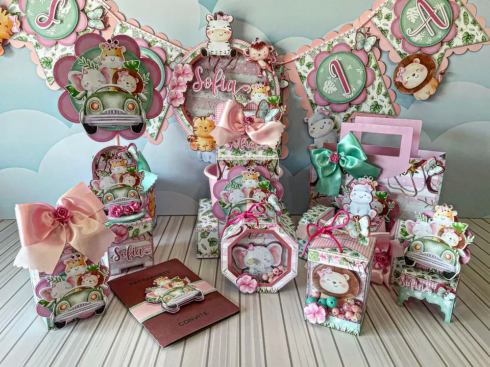 Arquivo de Corte Kit Festa Safari Menina 1