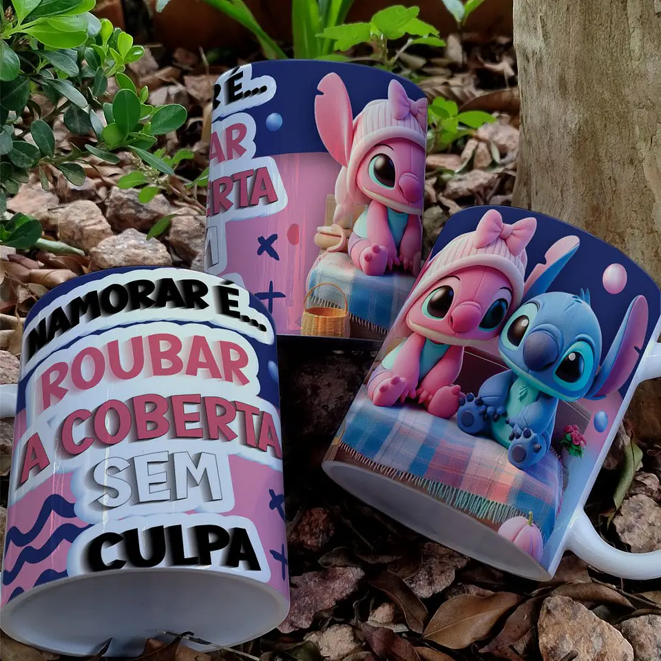 Arquivo Digital Arte Caneca Namorados Stitch e Angel 5