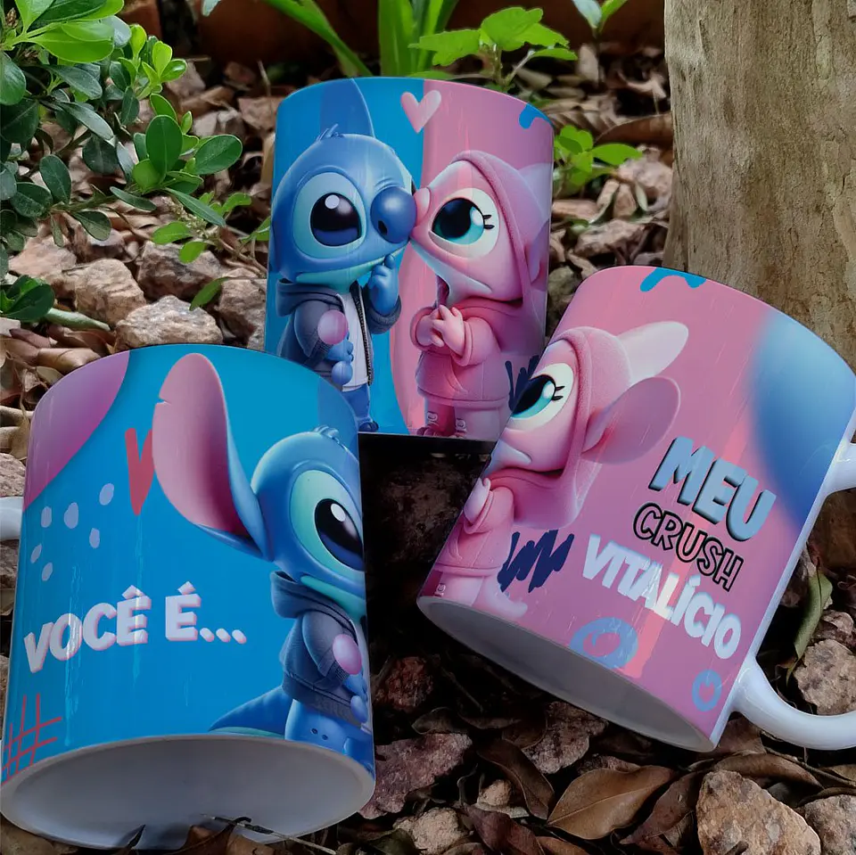 Arquivo Digital Arte Caneca Namorados Stitch e Angel 6