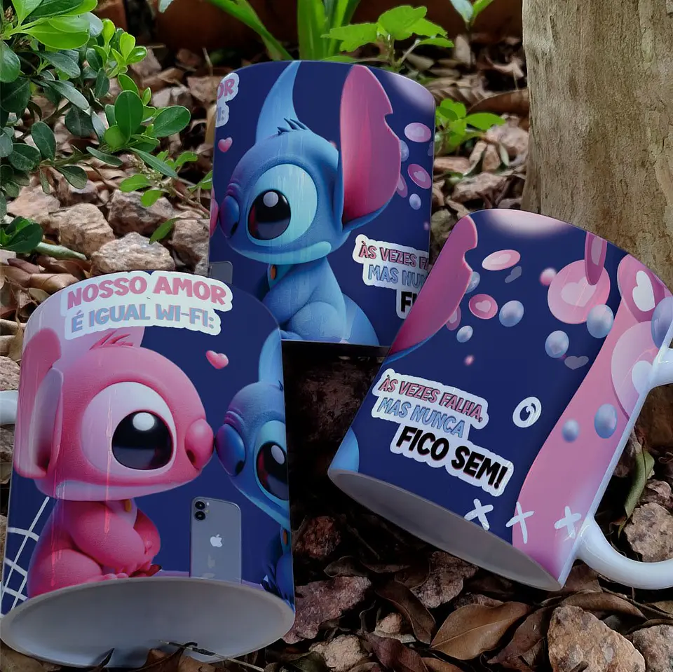 Arquivo Digital Arte Caneca Namorados Stitch e Angel 7