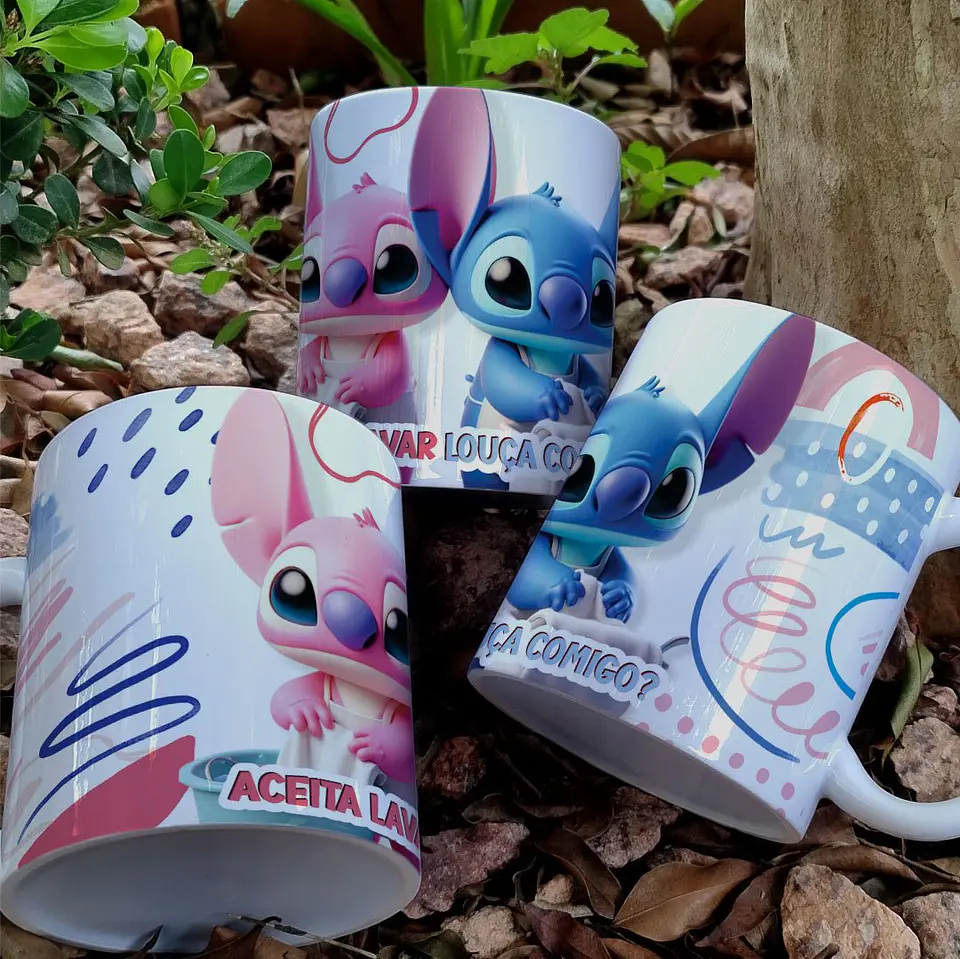 Arquivo Digital Arte Caneca Namorados Stitch e Angel 8